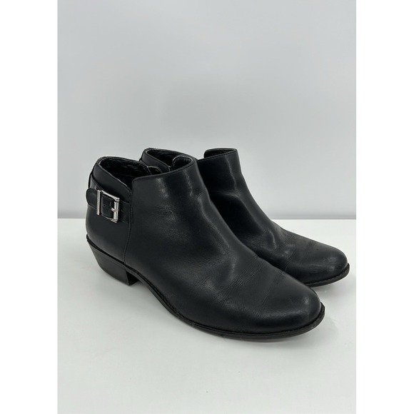 Vionic Womens‎ Millie Leather Ankle Booties Size 8 Black Side Zip Classic Career - Picture 1 of 11